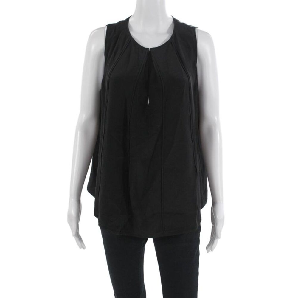 Derek Lam Womens Black Silk Sleeveless Round Neck Tank Size 10